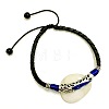 Alloy Blue Enamel Tube Bead & Braided Imitation Leather Cord Adjustable Anklets for Men FS-WG1282E-04-3