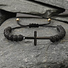 Natural Lava Rock Round Bead Braided Bead Bracelets FL7803-1-1
