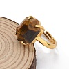 Hexagon Natural Tiger Eye Finger Rings RJEW-B113-02G-05-5