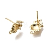 Brass Cubic Zirconia Stud Earrings Finding KK-Q048-15G-2