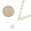 White Round Shell Pearl Pendant Brass Oval Link Chain Necklaces for Women NJEW-JN05695-3