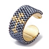 304 Stainless Steel Open Cuff Ring with Glass Seed Beaded RJEW-MZ00014-01-1