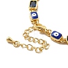 Enamel Evil Eye & Cubic Zirconia Rectangle Link Chain Bracelet BJEW-C029-02G-11-4