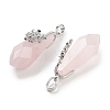 Natural Rose Quartz Faceted Teardrop Pendants G-Q163-04P-01-2