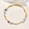 Brass Micro Pave Cubic Zirconia Link Chain Bracelets for Women BJEW-C156-04B-03GP-2