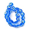 Flat Round Evil Eye Lampwork Bead Strands LAMP-R118-05-3