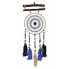 Round Woven Net/Web with Feather Pendant Decoration HJEW-H062-01A-02-1
