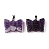 Natural Amethyst Carved Butterfly Pendants G-N342-01D-2