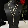 Minimalist European Style Stainless Steel & Alloy Heart Pendant Snake Chain Y-Shaped Double Layer Necklace for Women Daily Wear Gift ZC6698-1-5