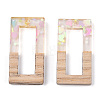 Transparent Resin & White Wood Pendants RESI-N039-27-3