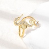 304 Stainless Steel Micro Pave Cubic Zirconia Cuff Open Rings RJEW-Z130-01G-01-2