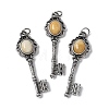 Key Brass Natural Topaz Jade Big Pendants KK-D361-01AS-30-1