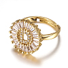 Brass Micro Pave Cubic Zirconia Adjustable Rings RJEW-F071-D-G-RS-1