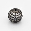 Brass Micro Pave Grade AAA Cubic Zirconia Beads KK-E711-116-6mm-B-NR-1