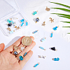 30Pcs 15 Styles Glass & Natural Snowflake Obsidian & Natural Magnesite & Synthetical Howlite & Natural White Jade & Alloy Pendants PALLOY-FH00198-3