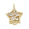 Brass Clear Cubic Zirconia Connector Charms KK-Z094-03G-02-1