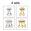 4 Sets 4 Style Alloy Magnetic Slide Lock Clasps FIND-YW0001-42-2