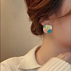 Square Alloy Enamel Stud Earrings FS-WGE8221-01-3