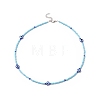 Resin Evil Eye & Glass Seed Beaded Necklace for Women NJEW-JN04243-4