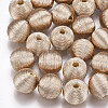 Wood Beads Covered with Polyester Cord Wire WOVE-S117-12mm-05-2