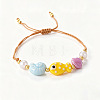 Summer Beach Handmade Porcelain Fish Shell Shape and Plastic Pearl Braided Bead Bracelets for Women WG2D1DA-02-1