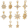 10Pcs 5 Styles Brass Micro Pave Clear Cubic Zirconia Pendants KK-BBC0028-74-1
