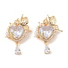 Brass & Clear Cubic Zirconia Pendants KK-G558-04G-1