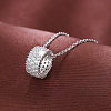 Brass Micro Pave Clear Cubic Zirconia Column Pendant Necklaces for Women WG8FC33-02-1