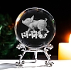 Inner Carving 12 Chinese Zodiac Signs Glass Crystal Ball Diaplay Decoration with Metal Holder PW-WG32D61-24-1