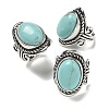 Synthetic Turquoise Adjustable Rings RJEW-I108-01AS-08-4