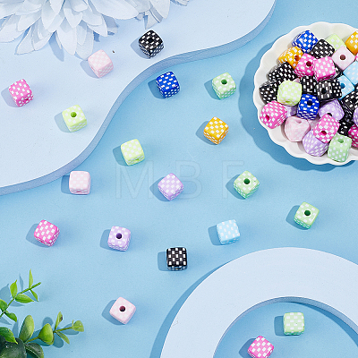 60Pcs Opaque Acrylic Beads SACR-DR0001-01B-1