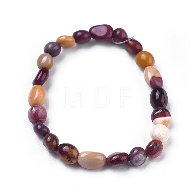 Natural Mookaite Bead Stretch Bracelets BJEW-K213-12-1