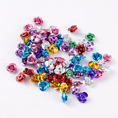 Mixed Color Aluminum Rose Flower Tiny Metal Beads X-AF6MM00MY-1