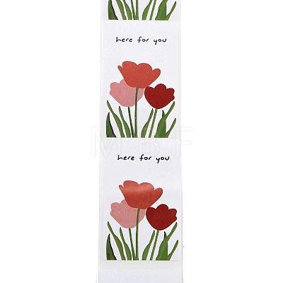 200Pcs Rectangle with Flower Here for You Theme Paper Self-Adhesive Stickers AJEW-S084-02C-1