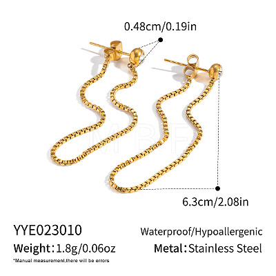 304 Stainless Steel Tassel Chain Stud Earrings for Women AQ2980-1