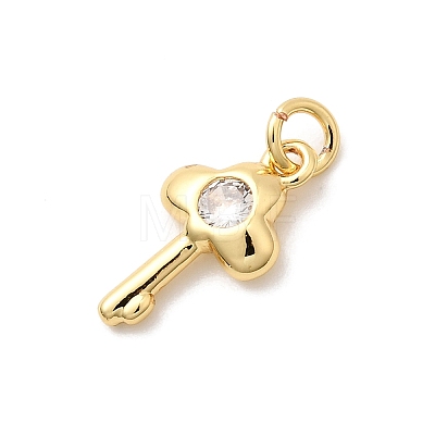 Brass Micro Pave Cubic Zirconia Charms KK-Z135-02G-02-1