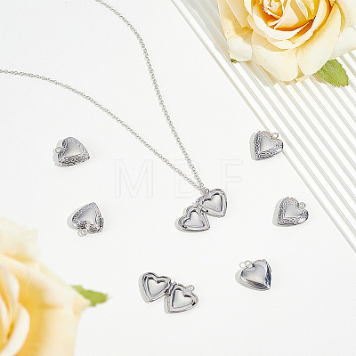 24Pcs 316 Stainless Steel Locket Pendants STAS-ME0003-39-1