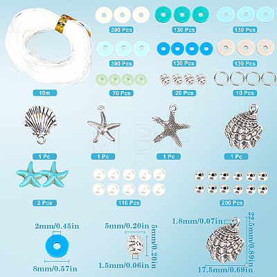 SUNNYCLUE DIY Ocean Theme Synthetic Howlite Stretch Bracelet Making Kit DIY-SC0025-02-1