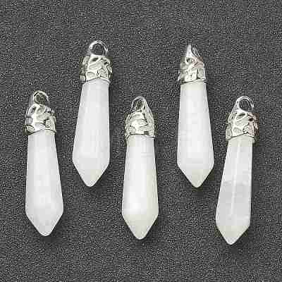 Bullet Natural White Jade Pointed Pendants LS-G-E332-C27-1