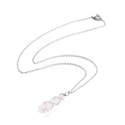 Natural Gemstone Bullet Pendant Necklaces NJEW-JN03870-1