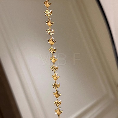Brass Micro Pave Clear Cubic Zirconia Link Chain Bracelets for Women WG3120E-02-1