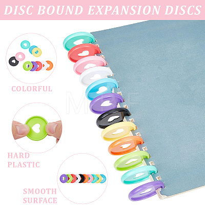 60Pcs 10 Colors Plastic Loose Leaf Ring Round Binder Discs FIND-GF0009-71-1