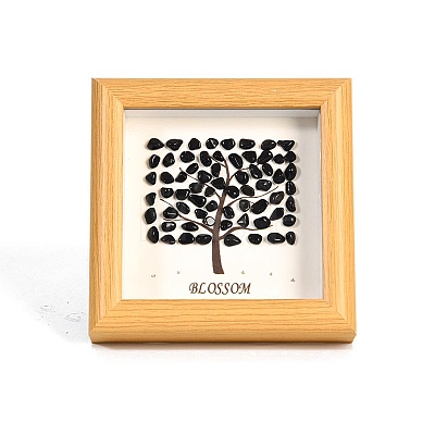 Natural Obsidian Square with Tree Photo Frame Stands PW-WG651A8-01-1