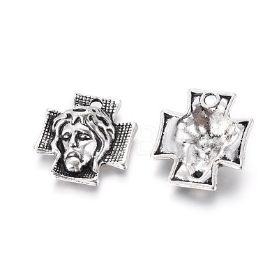 Tibetan Style Alloy Cross with Jesus Alloy Pendants for Easter Jewelry LF10674Y-NF-1