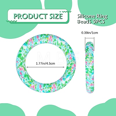 5Pcs Ring Food Grade Eco-Friendly Silicone Beads JX894M-1