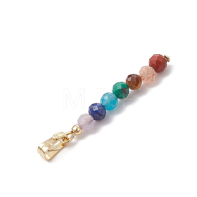 Chakra Natural Amethyst & Tiger Eye & Red Jasper & Lapis Lazuli & Apatite & Malachite & Sunstone Faceted Round Beaded Pendants PALLOY-JF03559-01-1