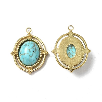 Vacuum Plating 201 Stainless Steel Natural Turquoise Pendants STAS-C064-VC869-1
