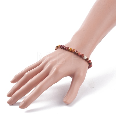 Natural Mookaite Round Beaded Stretch Bracelet BJEW-JB07904-01-1