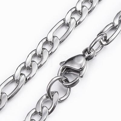 304 Stainless Steel Figaro Chain Necklaces NJEW-H445-18P-1