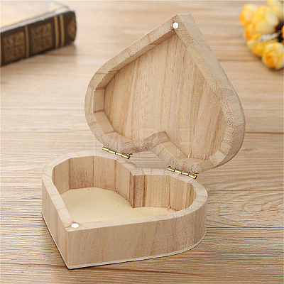 Heart Wood Jewelry Storage Boxes AJEW-CL0005-26-1